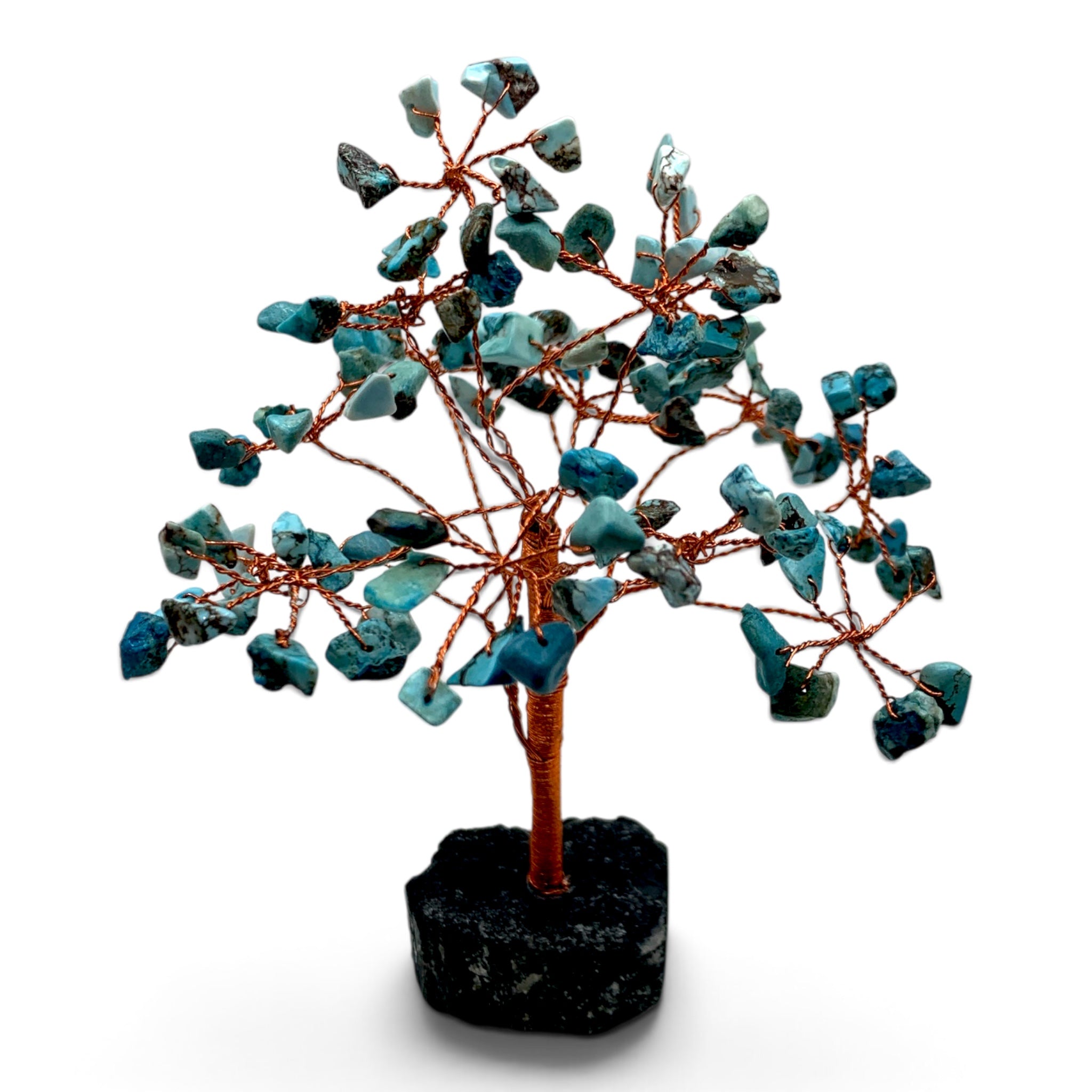 Gemstone Tree - Turquoise, Black Tourmaline Base $45